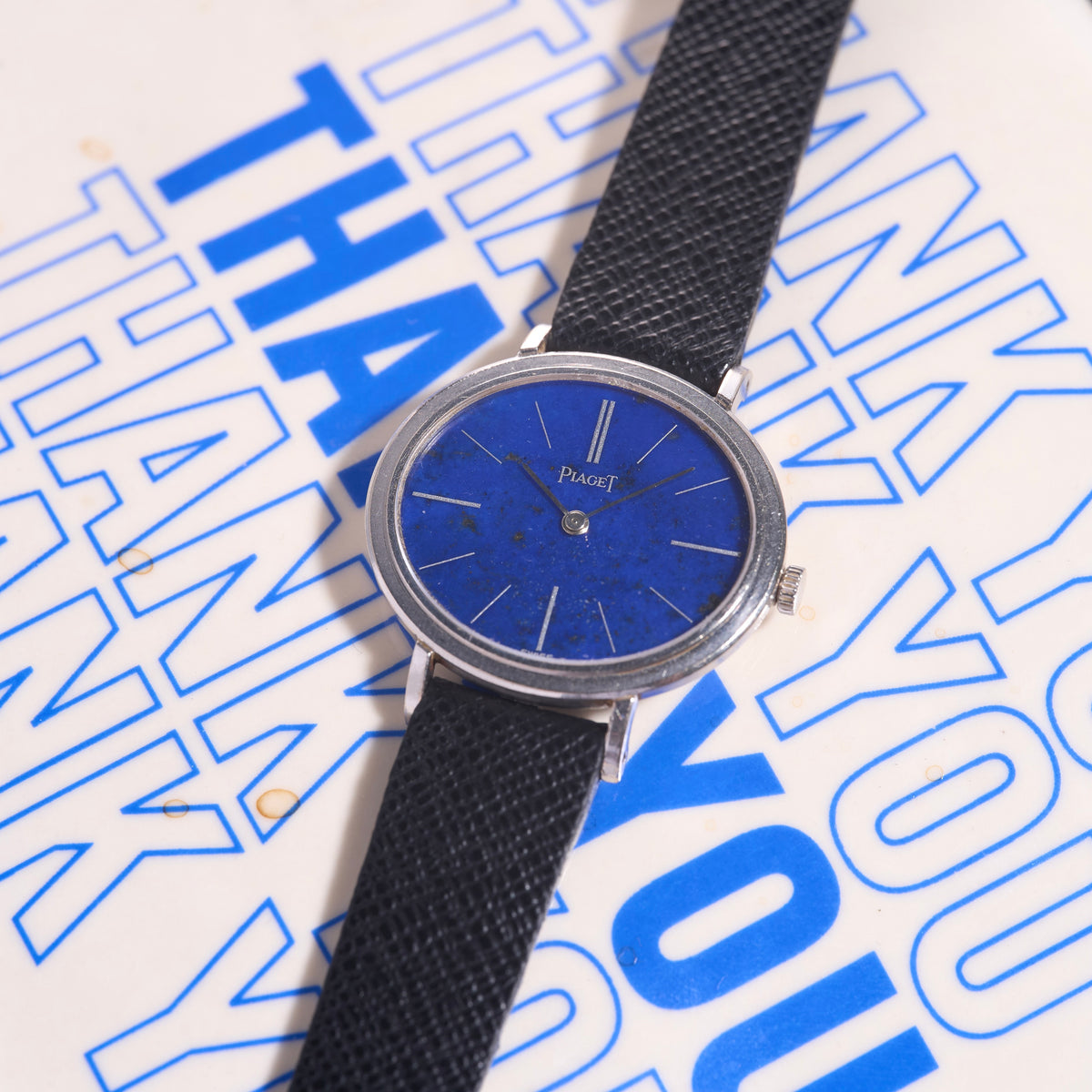 Piaget 18K WG Oval Mini Lapis Dial Manual Ladies Watch