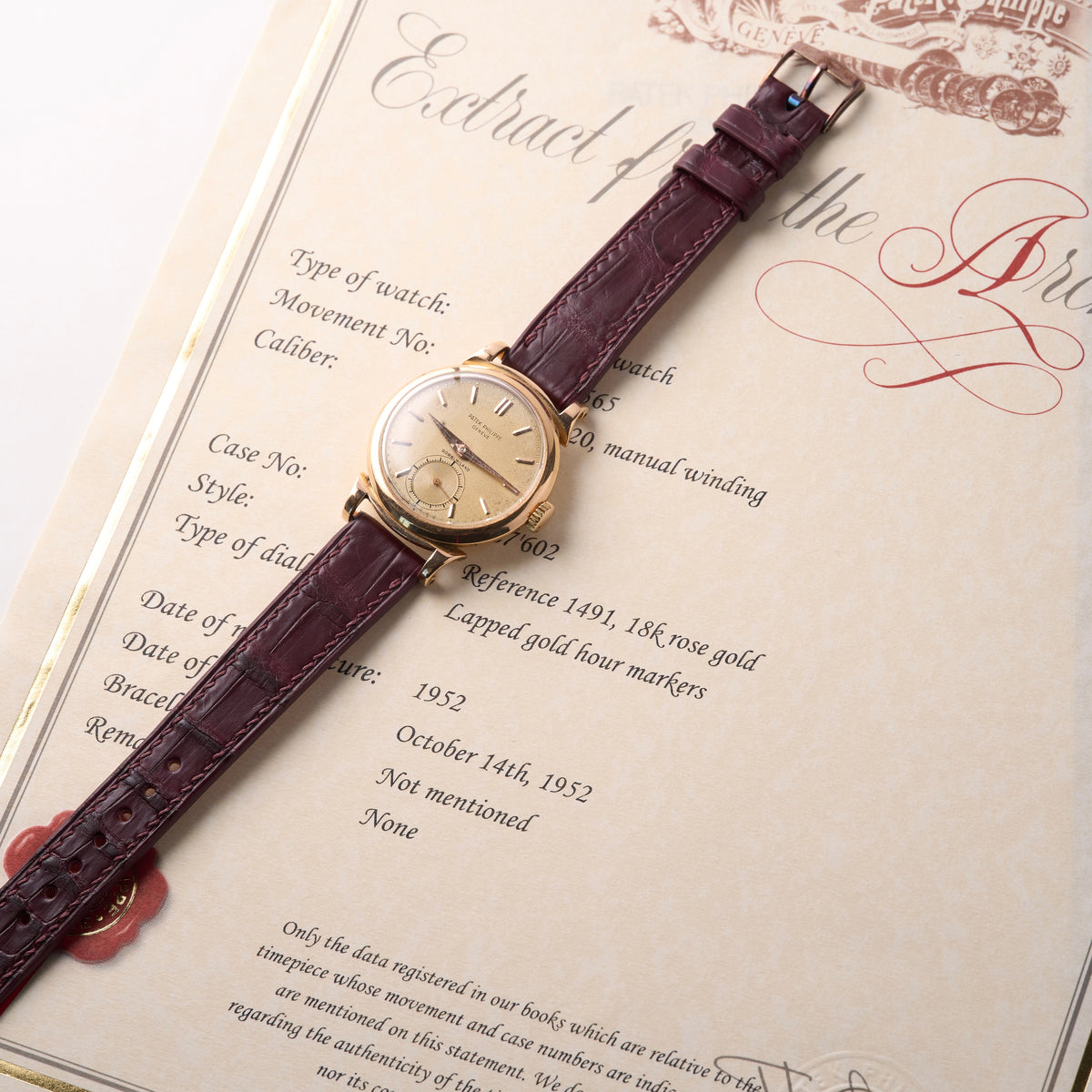 Patek Phillipe 1491 "Scroll Lugs" Pink Gold Gobbi-Milano